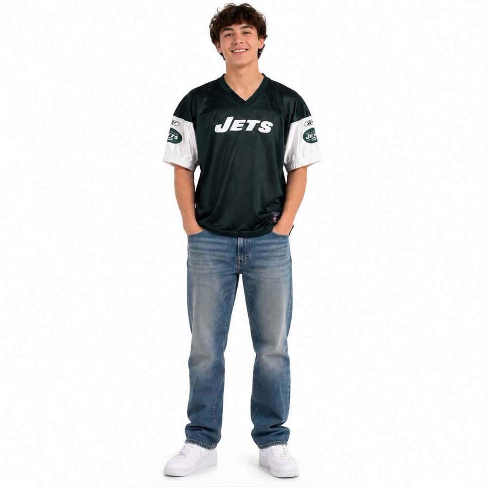 New York Jets Youth Jersey Size XL Reebok Green Mesh NFL Short Sleeve Shirt